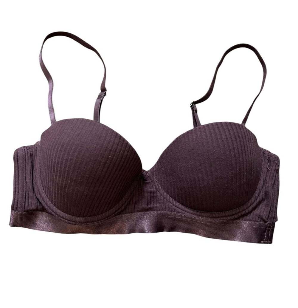 TAHARI Womens Purple Ribbed Padded Underwire Bra Size 34B